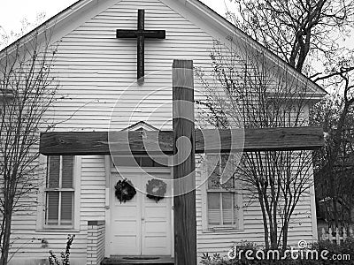 Country Church at Christmas Stock Photo