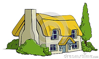 Country cottage or farm house Vector Illustration