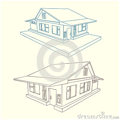 Country cottage style 3d Vector Illustration