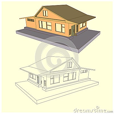 country cottage in two kinds Vector Illustration