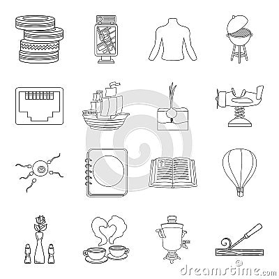 Country, crop, maintenance and other web icon in outline style.Medicine, game, building icons in set collection. Vector Illustration