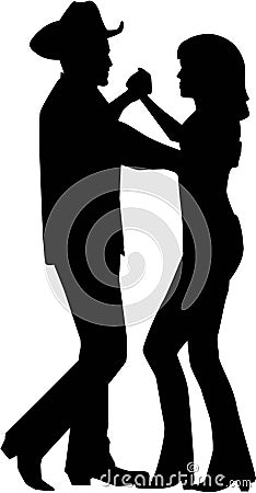 Country dancing couple silhouette Vector Illustration