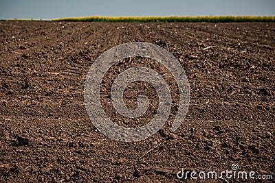 Unworked land, field. Dirt texture. Country dirt field texture. Stock Photo