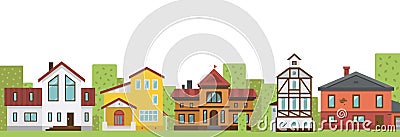 Country elite houses or cottage for rent or sale building real estate banner vector illustration. Vector Illustration