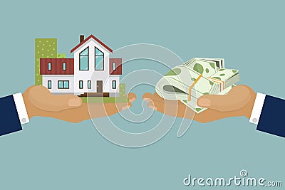 Country elite houses or cottage for rent or sale building real estate concept vector illustration. Vector Illustration