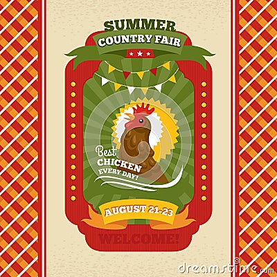 Country fair vintage invitation card Vector Illustration