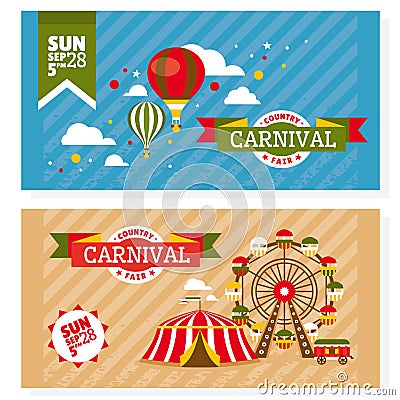 Country fair vintage invitation cards Vector Illustration