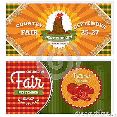 Country fair vintage invitation cards Vector Illustration