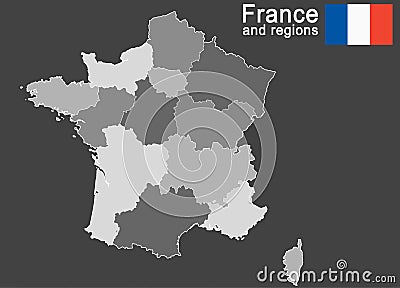 country France and regions Vector Illustration