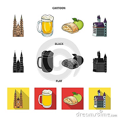 Country Germany cartoon,black,flat icons in set collection for design. Germany and landmark vector symbol stock web Vector Illustration