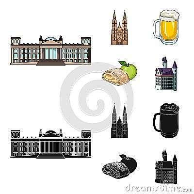 Country Germany cartoon,black icons in set collection for design. Germany and landmark vector symbol stock web Vector Illustration