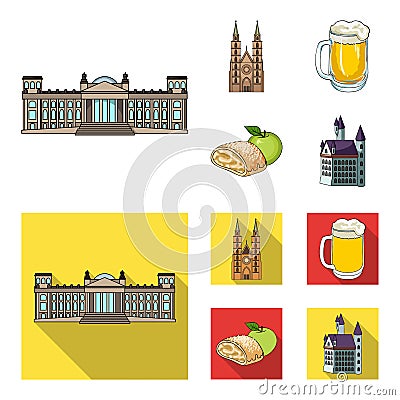 Country Germany cartoon,flat icons in set collection for design. Germany and landmark vector symbol stock web Vector Illustration