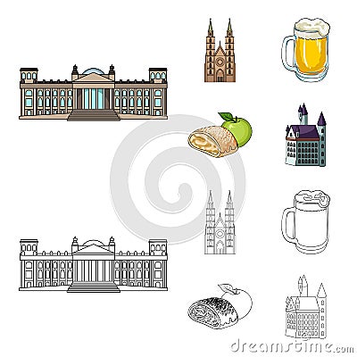 Country Germany cartoon,outline icons in set collection for design. Germany and landmark vector symbol stock web Vector Illustration