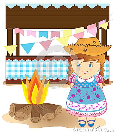 Country girl Vector Illustration