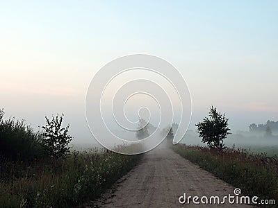 Country highroad in fog Stock Photo