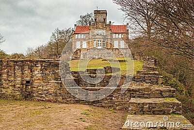 Country house Custodis on the old castle complex of the Isenberg near Hattingen above the Ruhr Stock Photo