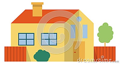 Country house flat icon. Village building yard Vector Illustration