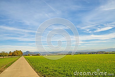 Country idyll with view to German highlands Stock Photo