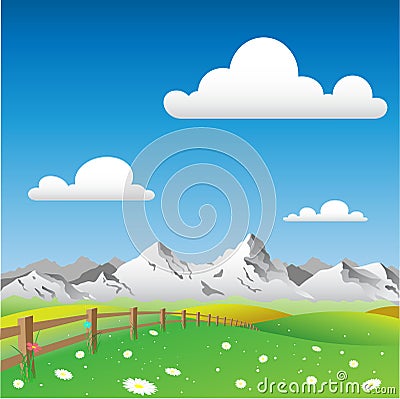 Country Landscape Vector Illustration