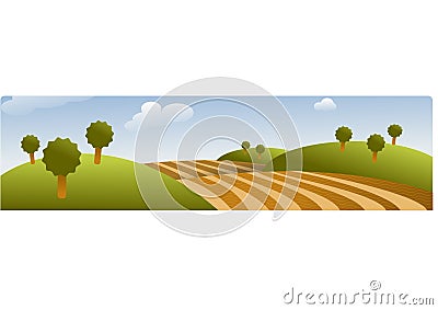 Country landscape clouds illustration clip art Cartoon Illustration