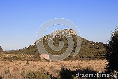 Country landscape in Corbieres, Aude in France Stock Photo