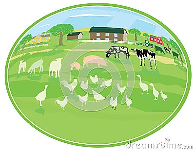 Country life with animals Vector Illustration