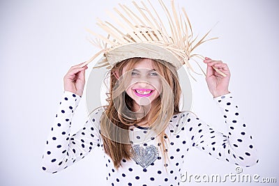 Country little girl happy Stock Photo
