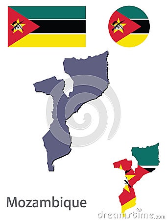 Country Mozambique silhouette and flag vector Vector Illustration