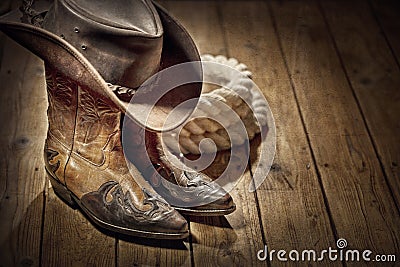 Country music festival live concert or rodeo with cowboy hat and boots Stock Photo