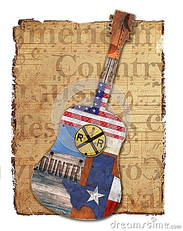 Country Music Guitar American Rustic Stock Photo