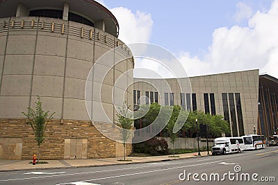 The Country Music Hall of Fame in Nashville Tennessee USA shaped like a flying Piano Keyboard Editorial Stock Photo