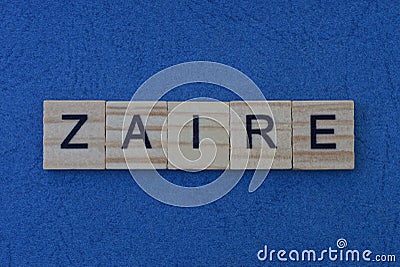 Country name from the gray word zaire from wooden letters Stock Photo