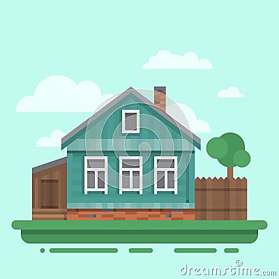 Country old brawn house Vector Illustration