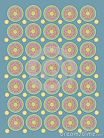 Country Petals and Circles on Soft Aqua Stock Photo