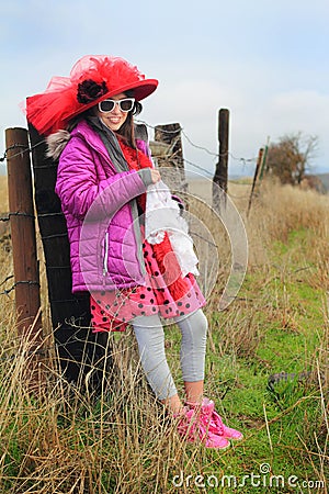 Country Posing in Fancy Dress Up Stock Photo