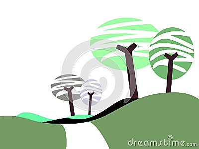 Country road Vector Illustration