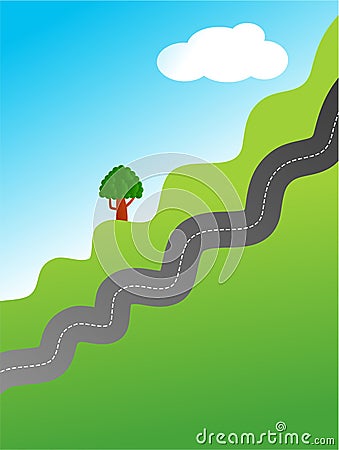 Country road Cartoon Illustration