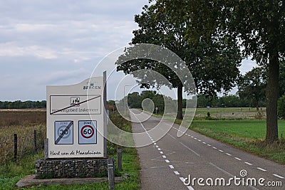 Country road in the direction of city from Bergen, farewell sign Editorial Stock Photo