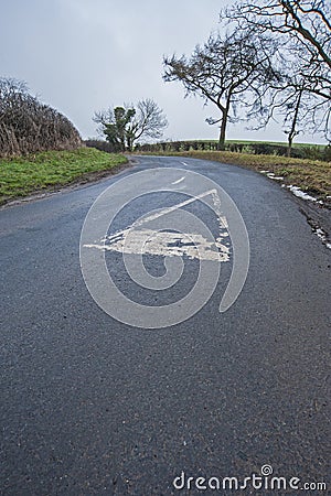 Country road heading into the distance Stock Photo