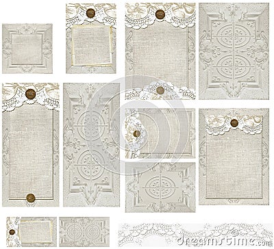 Country Rustic Tin Type Lace Invitation Set Stock Photo