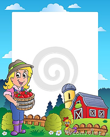 Country scene with red barn 6 Vector Illustration