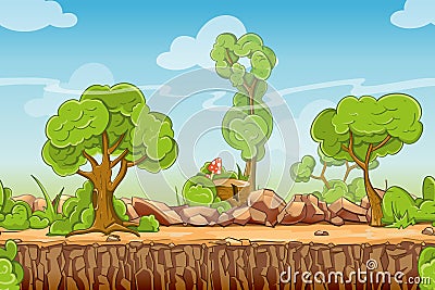 Country seamless landscape in vector cartoon style Vector Illustration