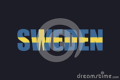 Sweden name text lettering with flag illustration Vector Illustration