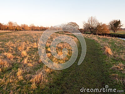 country walkway white sky autumn field dedham Stock Photo