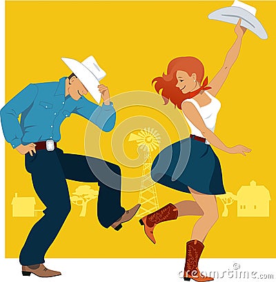 Country Western Dance Vector Illustration
