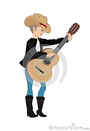 Country western girl Vector Illustration