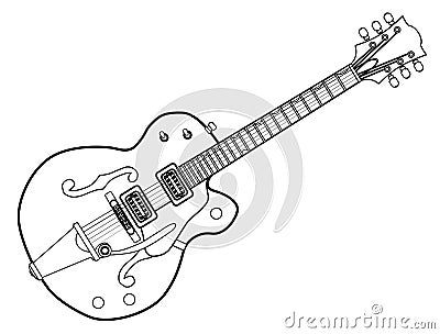 Country and Western Guitar Outline Vector Illustration