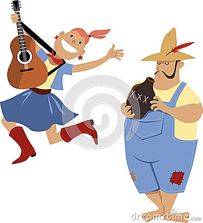 Country western musicians Vector Illustration