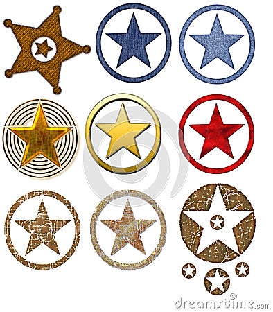 Country Western Star Badges Stock Photo
