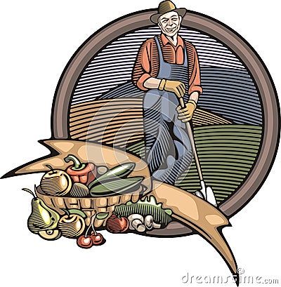 Countrylife and Farming Vector Illustration in Woodcut Style Vector Illustration